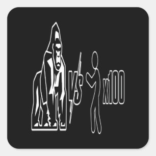 1 Silverback Gorilla vs 100 människor_3 Fyrkantigt Klistermärke