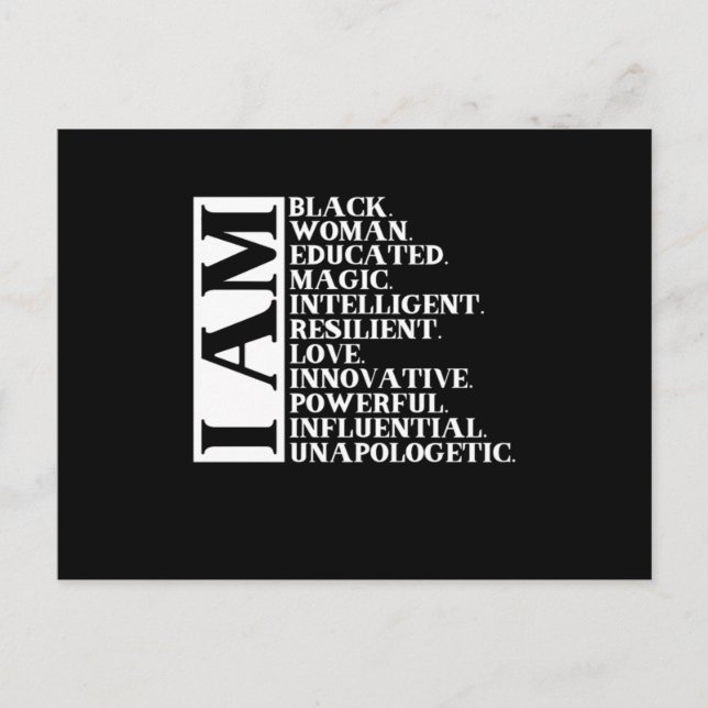 1 Svart Kvinna Säger Jag Är Manuel.Png Meddelande Vykort (Framsida)