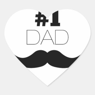 #1 Svartvit Pappa - nummer ett Hjärtformat Klistermärke