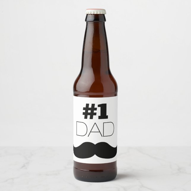 #1 Svartvit Pappa - nummer ett Ölflaska Etikett (Framsida)