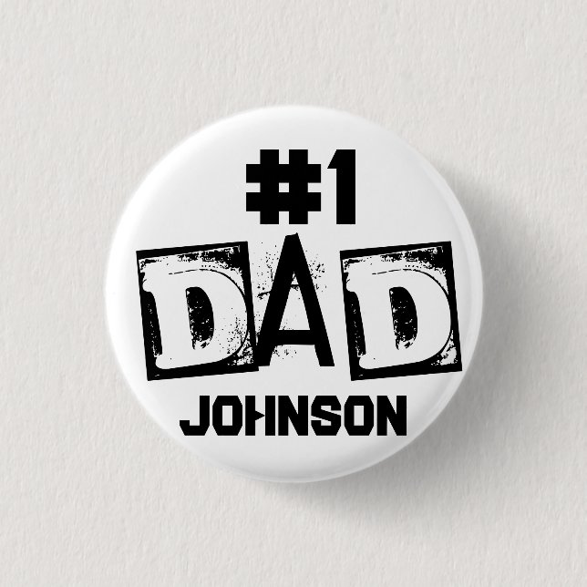 #1 Svartvitt-Personligen Pappa Knapp (Framsida)