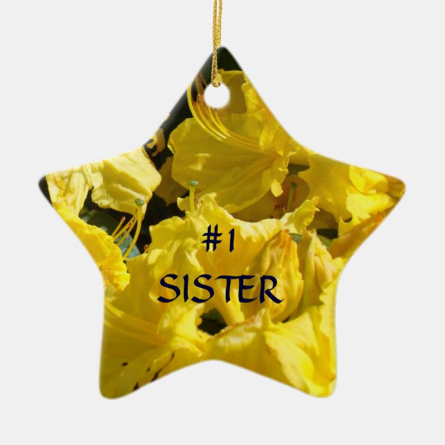 #1 SYSTER Stjärnformad prydnad Gul Blomma Julgransprydnad Keramik (Framsidan)