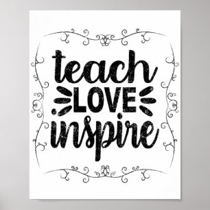 1- Teach Kärlek Inspire Shirt, Retro Vintage Lärar Poster