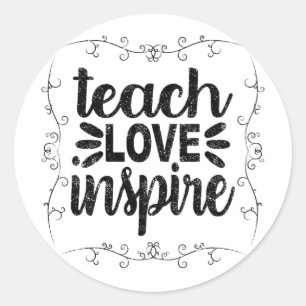 1- Teach Kärlek Inspire Shirt, Retro Vintage Lärar Runt Klistermärke