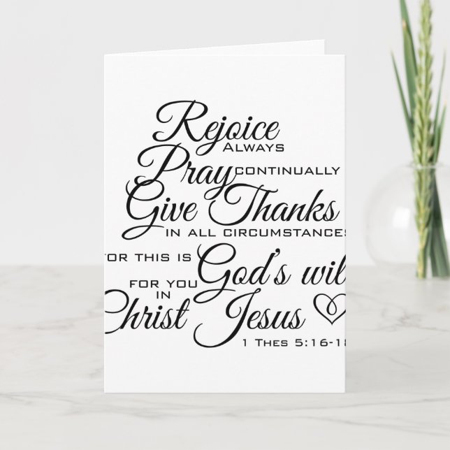 1 Thes 5:16-18 - Scripture Art Tack Kort (Framsida)