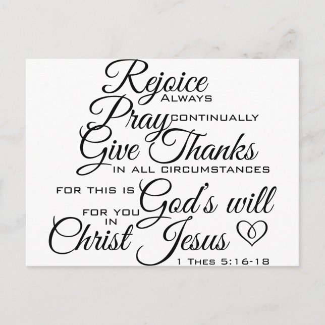 1 Thes 5:16-18 - Scripture Art Vykort (Framsida)