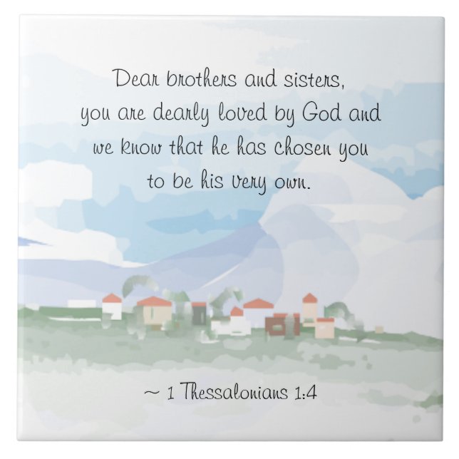 1 Thessalonians 1:4 Du är död. Kakelplatta (Framsidan)