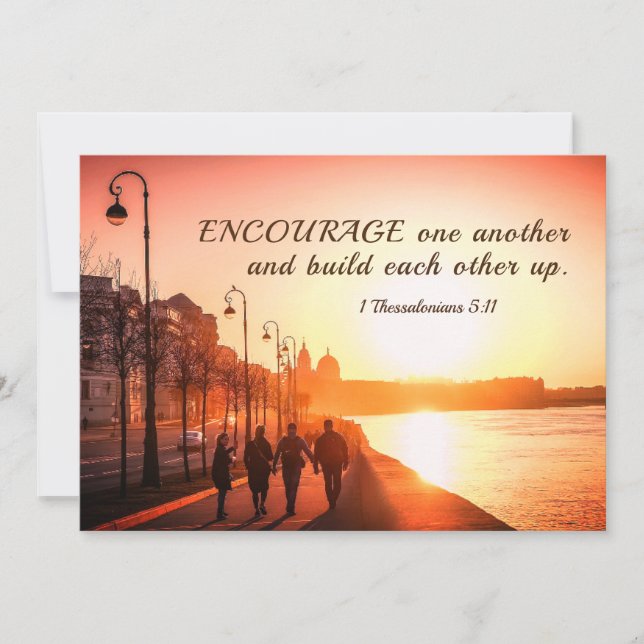 1 Thessalonians 5:11 Uppmuntra dubbelsidig lägenhe Kort (Framsida)