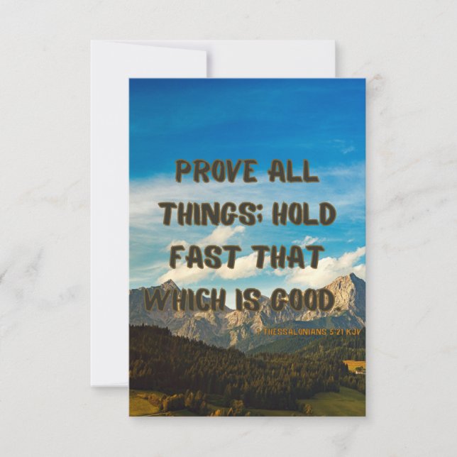 1 Thessalonians 5:21 Bible Verse Pic Flat Hälsning Kort (Framsida)