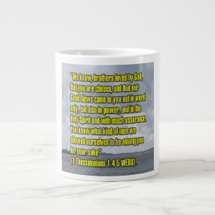 1 Thessalonikerbrevet 1:4-5 WEBU Mugg Jumbo Mugg