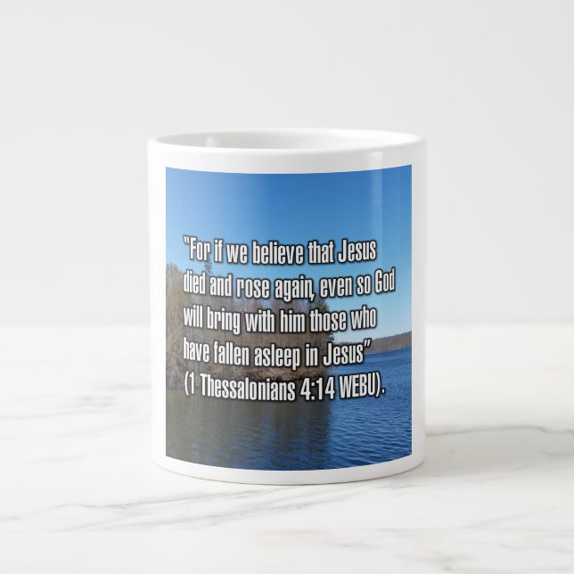1 Thessalonikerbrevet 4:14 WEBU Mugg Jumbo Mugg (Framsidan)