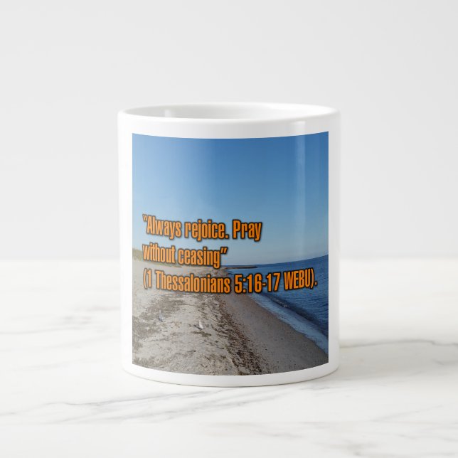 1 Thessalonikerbrevet 5:16-17 WEBU Mugg Jumbo Mugg (Framsidan)