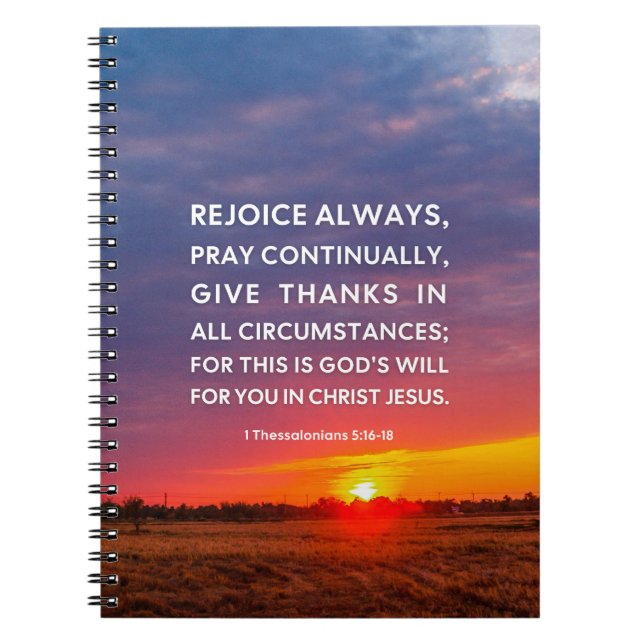 1 Thessaloniki 5:16-18 Rejoice Alltid Anteckningsbok (Framsidan)