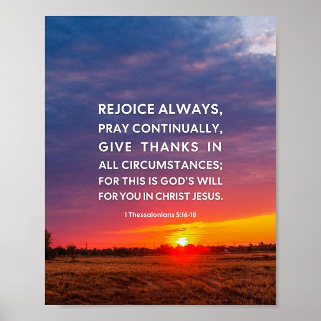 1 Thessaloniki 5:16-18 Rejoice Alltid Poster (Framsidan)