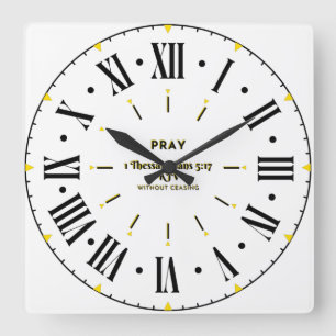 1 Thessaloniki 5:17 Bible Verse KJV Roman Numeral Fyrkantig Klocka