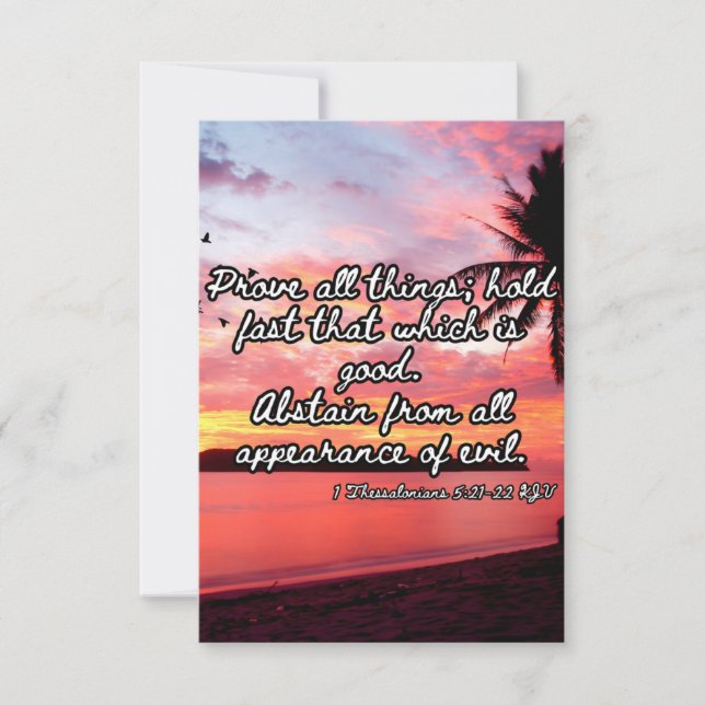 1 Thessaloniki 5:21-22 KJV Bible Pic Hälsning Kort (Framsida)