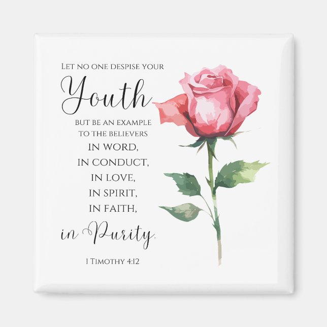 1 Timothy 4:12 - Youth Bible Verse Flower Magnet (Framsidan)
