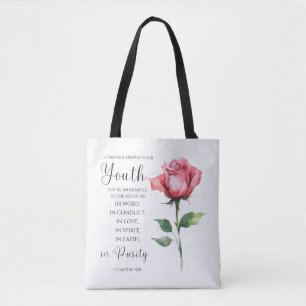 1 Timothy 4:12 - Youth Bible Verse Flower Tygkasse