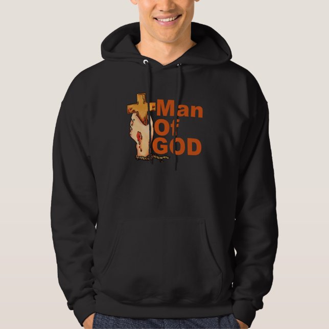 1 Timothy 611 16 Man Of God Bible Verse Christian  Hoodie (Framsida)