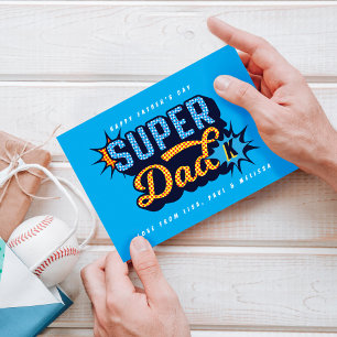 #1 Toppen Pappa Superhjälte Tecknad Bok Fars dag Kort