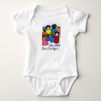 1 värld, 1 familjbabyskjorta tee shirt