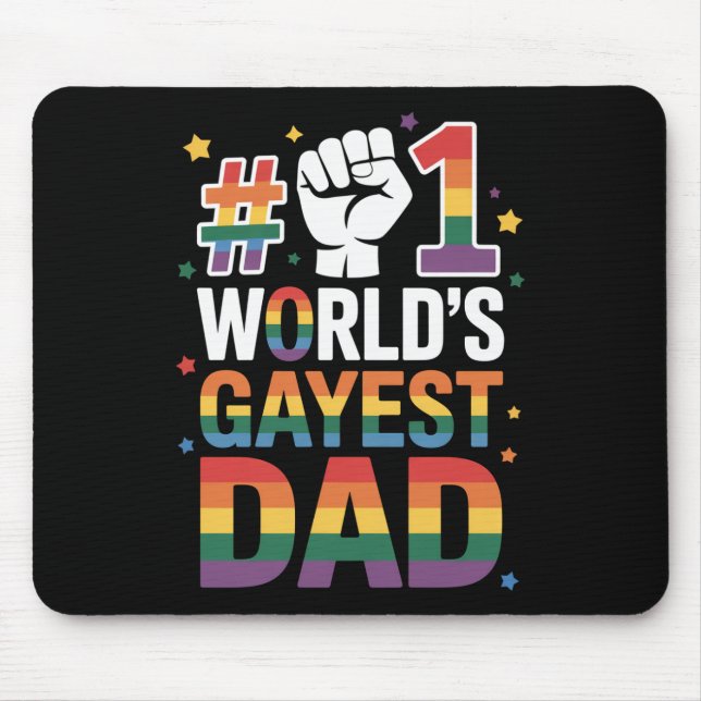 #1 Världens gayaste pappa rolig fars dag LGBT  Musmatta (Framsidan)