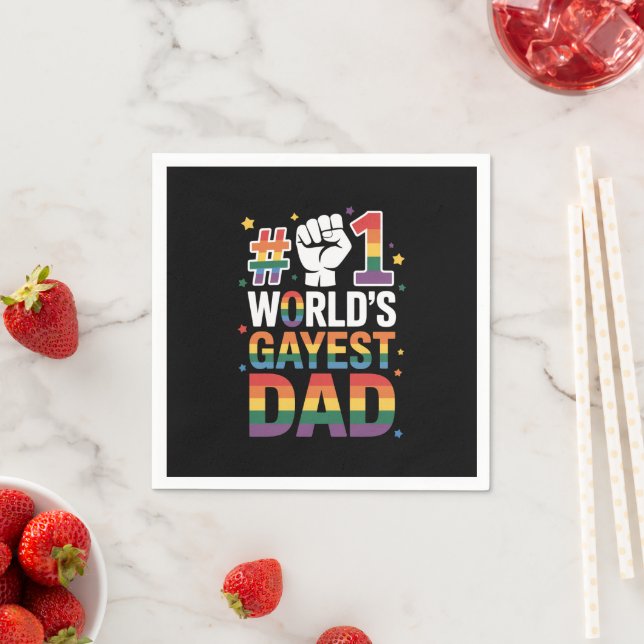 #1 Världens gayaste pappa rolig fars dag LGBT  Pappersservett (Insitu)