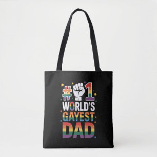 #1 Världens gayaste pappa rolig fars dag LGBT Tygkasse