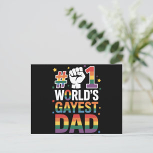 #1 Världens gayaste pappa rolig fars dag LGBT Vykort
