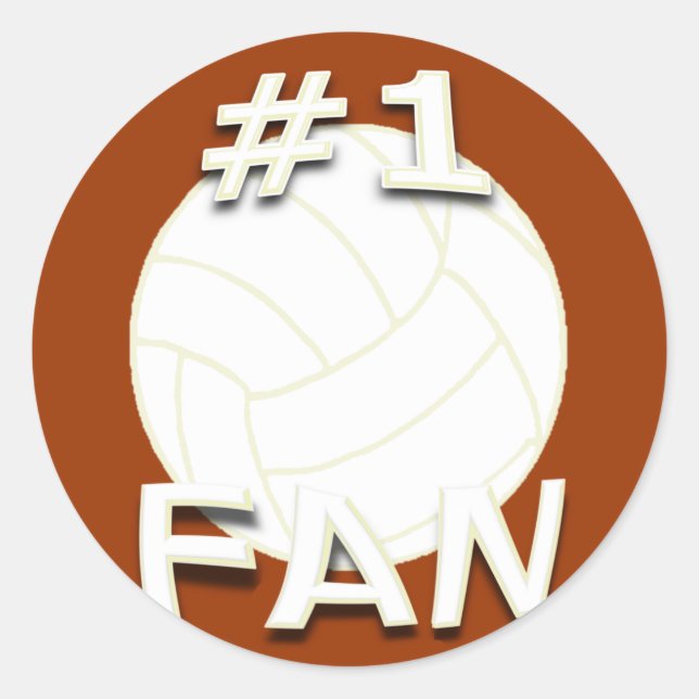#1 Volleyball Fläkt Stickers Runt Klistermärke (Framsida)