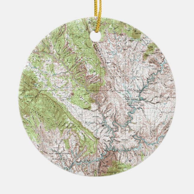 1 x 2 grad Topographic karta Julgransprydnad Keramik (Framsidan)
