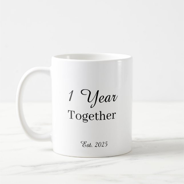 1 Year Anniversary Mug – First Wedding Anniversary Kaffemugg (Vänster)