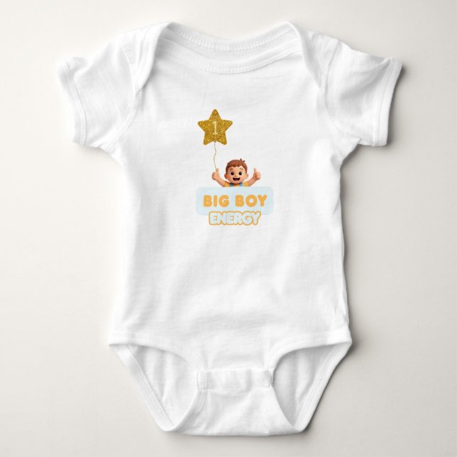 1 Year Big Boy Energy Baby One‑Piece T Shirt (Framsida)