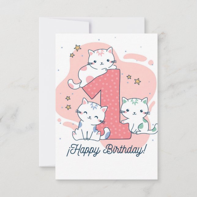 1 Year Old - Happy Birthday Inbjudningar (Framsida)