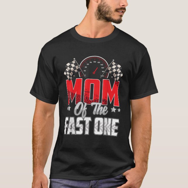 1 year old racing car fast one birthday 1st Family T Shirt (Framsida)