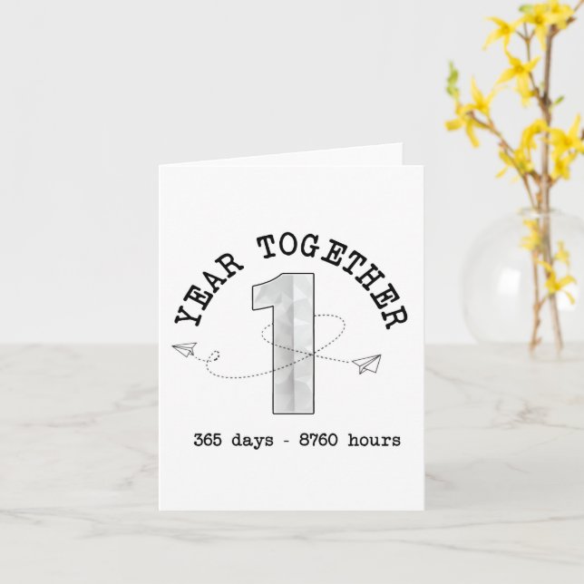 1 Year Together - First Anniversary Celebration Kort (Gul blomma)