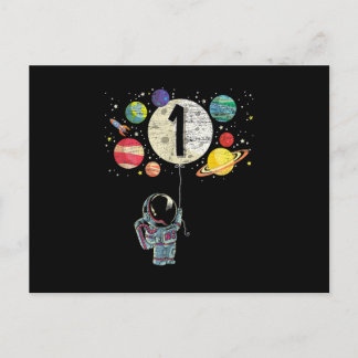 1 Years Old Birthday Boy Astronaut 1st Birthday Vykort