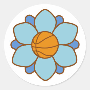 1Blue Basketball Girl Runt Klistermärke