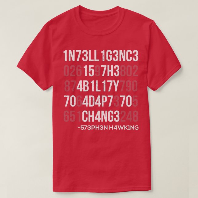 1n73ll1g3nc3 15 7h3 4b1l17y 70 4d4p7 70 ch4ng3 t shirt (Design framsida)
