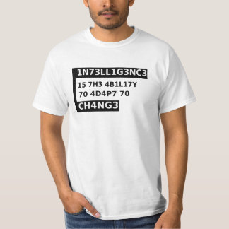 1n73ll1g3nc3 15- intelligens är -svart coola citat t shirt