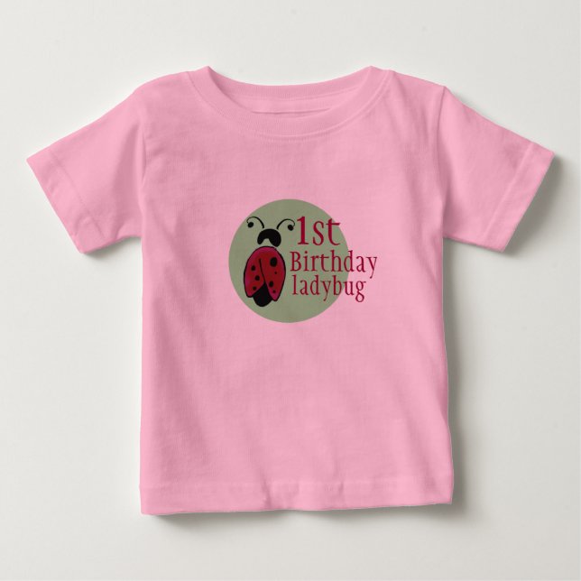 1rst födelsedag för nyckelpiga t-shirt (Framsida)