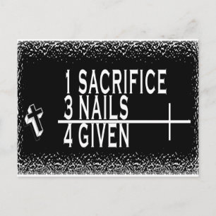 1SACRIFICE + 3 NAGEL = 4GIVET CHRISTIAN JESUS VYKORT