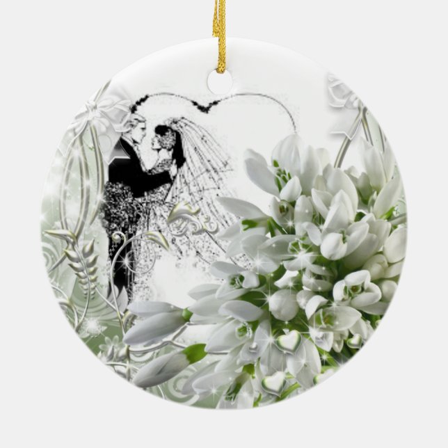 1st årsgiftermål 3 julgransprydnad keramik (Baksidan)