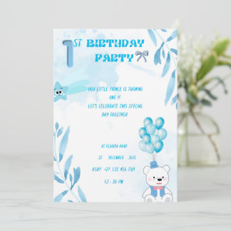 1st baby boy birthday invitation  inbjudningar