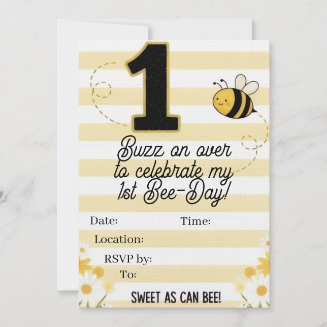 1st Bee-Day Invitation Inbjudningar (Framsida)