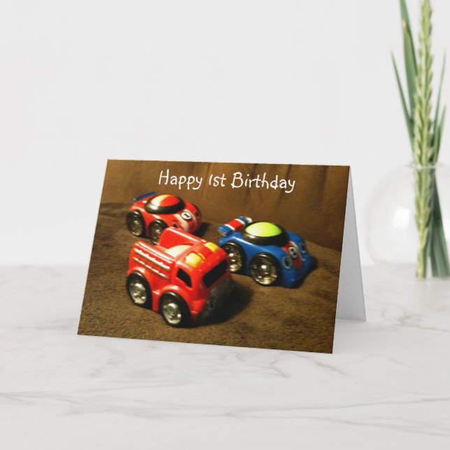 ***1st BIRTHDAG*** TÄVLA CAR HÄLSNING Kort (Framsida)