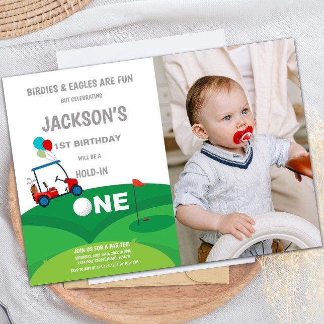 1st Birthday Golf Invitations with photo Inbjudningar (1st Birthday Golf Invitations with photo)