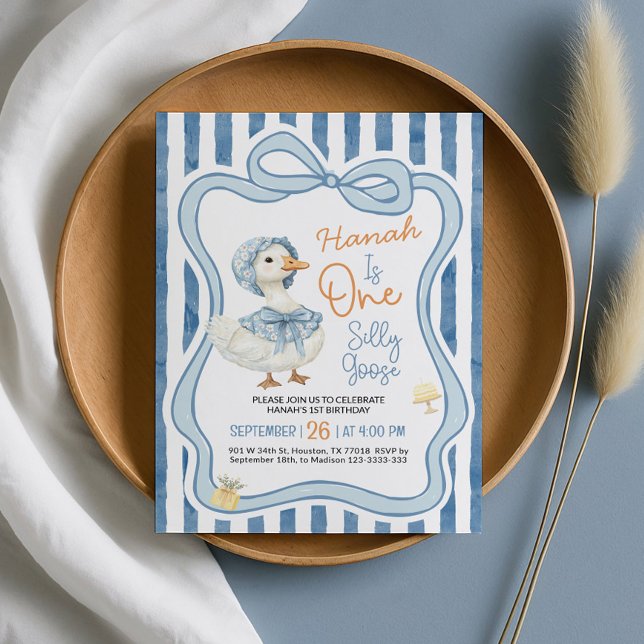1st Birthday Invitation, Silly Goose Birthday  Inbjudningar (Skapare uppladdad)