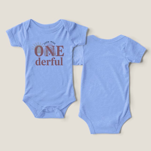 1st Birthday "ONE-derful" Tri-Blend Baby Bodysuit T Shirt (Design fram och bak)