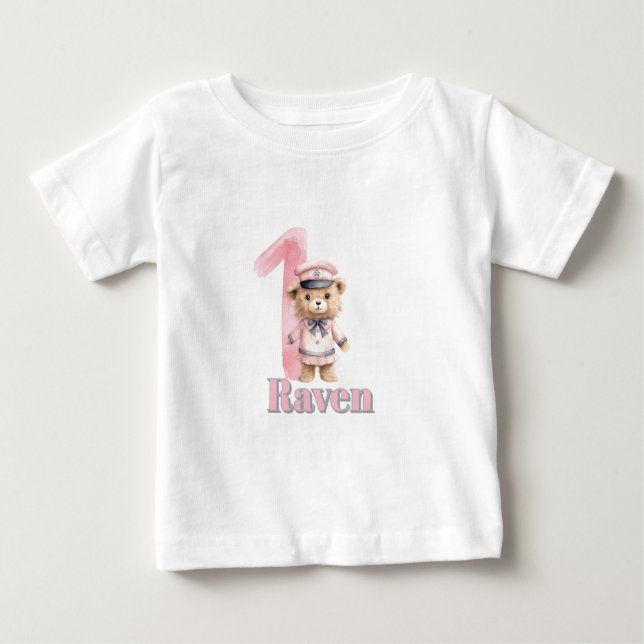 1ST Birthday Sailor Bear! T Shirt (Framsida)